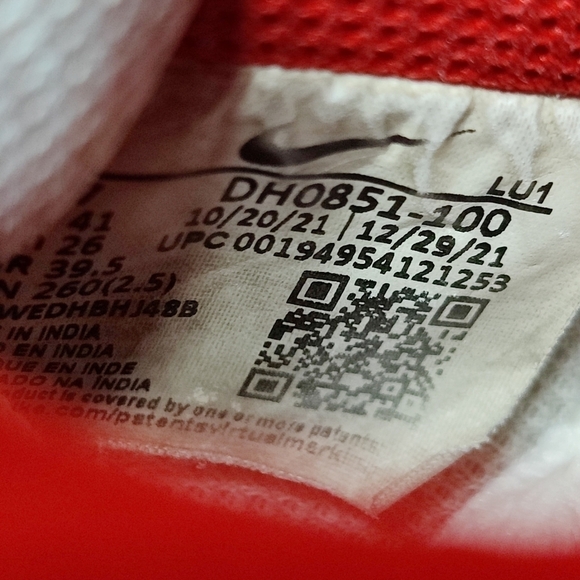 Nike Court Vision Lo Basketball Leather Sneakers White/Black/Red Mens Size 8 - Picture 9 of 9